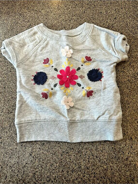 carter's Floral Short Sleeve Top Gray Baby 18 Months